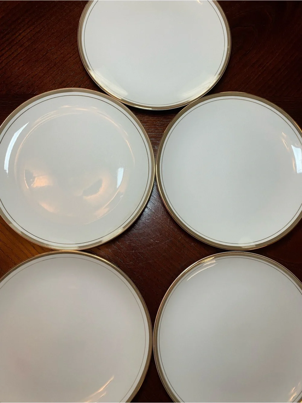 Royalton China Co Classic White Bread Plates with Gold Rim Set of 5